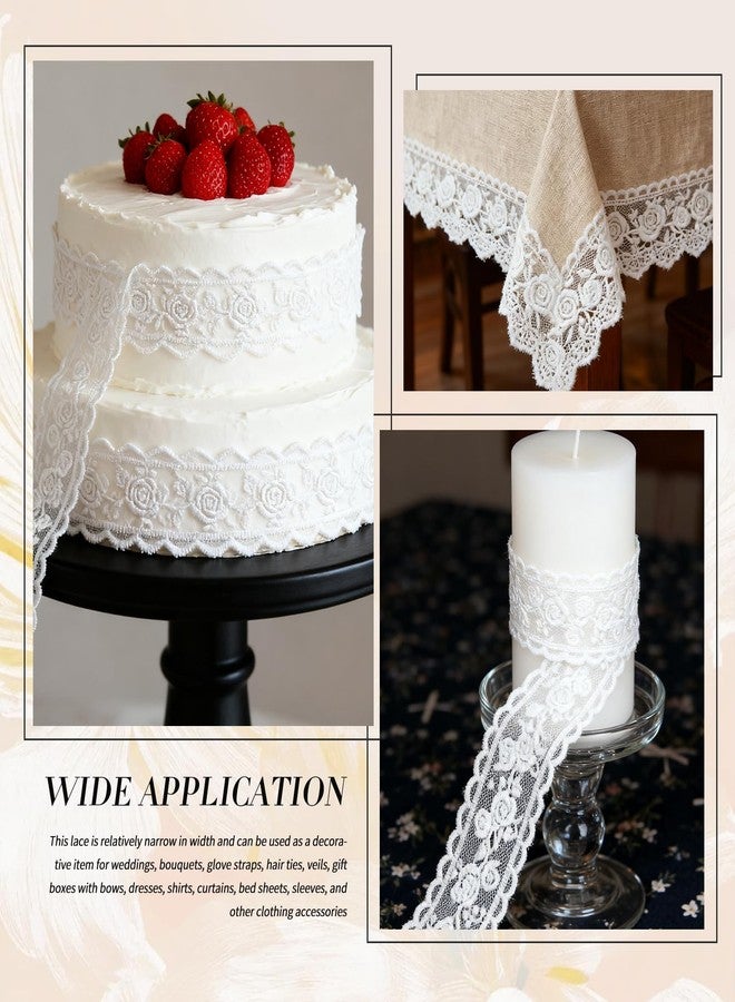 XFSAFDM White Lace Border, Lace Trim Ribbon, 5-Yard, 3.8cm Width Trims Delicate Crown Ribbons for Crafts Sewing and Bridal Wedding Dress Applique Decorations - Image 4